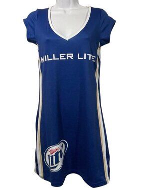 Vtg Miller Lite V-Neck Mini Dress Womens M Halloween Costume Beer Shot Girl
